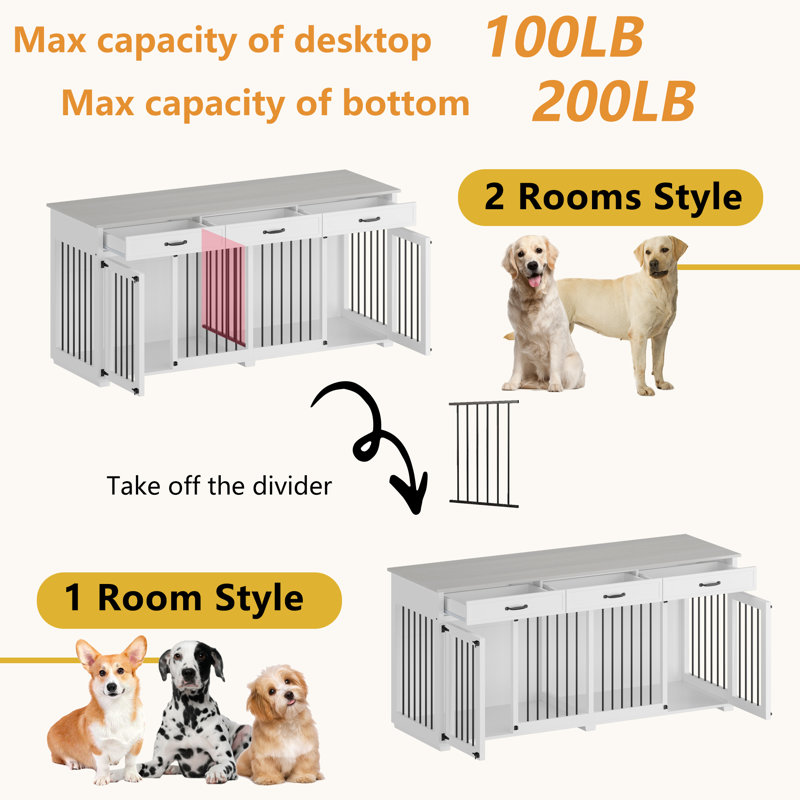 Tucker Murphy Pet™ Three Drawer Two Door Dog Crate With Divider